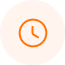 Icone horloge orange pour les horaires de notre service climatisation et chauffage a Decines-Charpieu