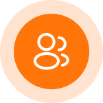 Icone ronde orange representant l accompagnement client personnalise pour chauffage et climatisation