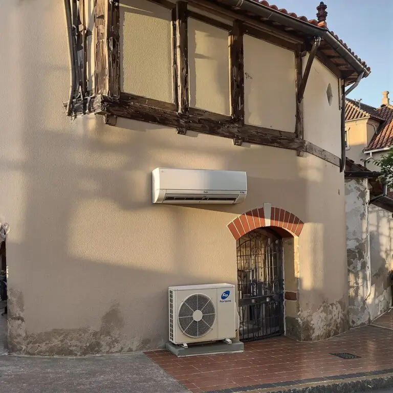 Air conditioning units on the exterior of a building.