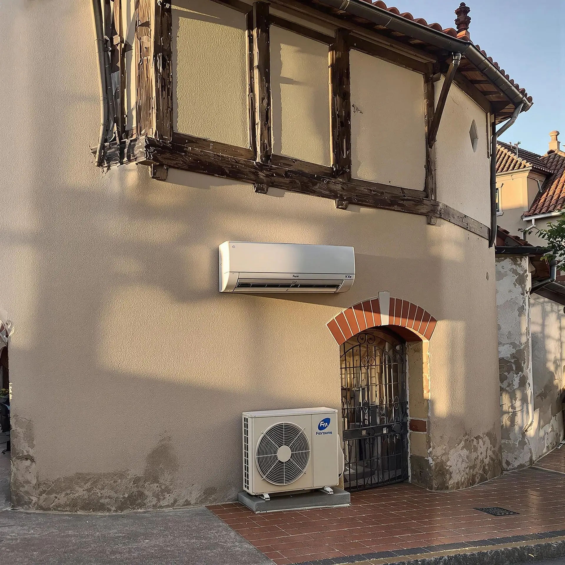 Air conditioning units on the exterior of a building.