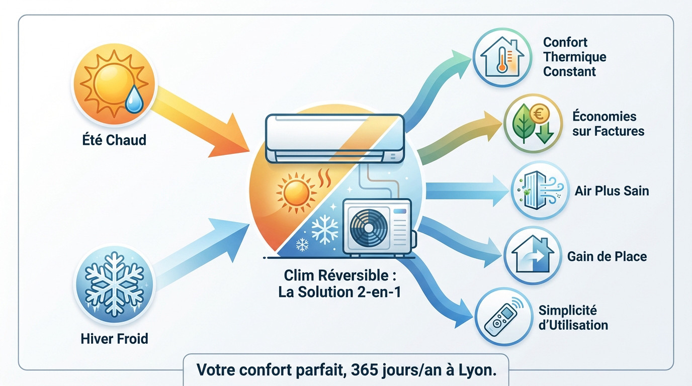 Installation climatisation réversible Lyon pour confort été hiver