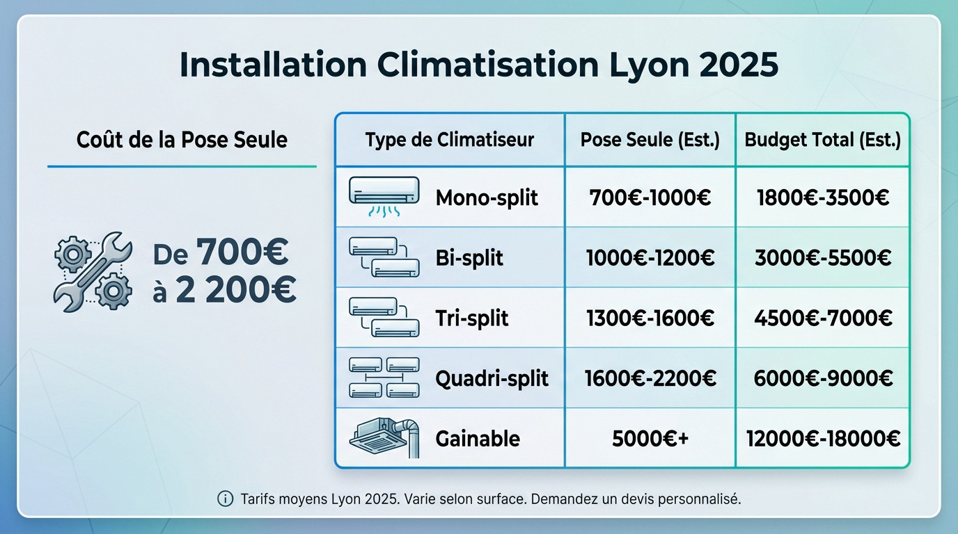 Technicien installant une climatisation à Lyon en 2025