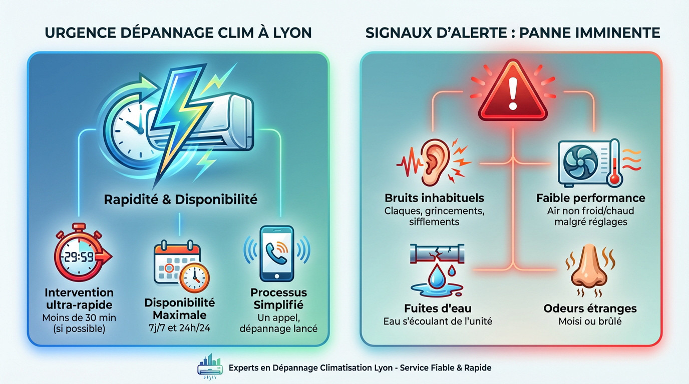 Technicien effectuant un dépannage climatisation rapide à Lyon