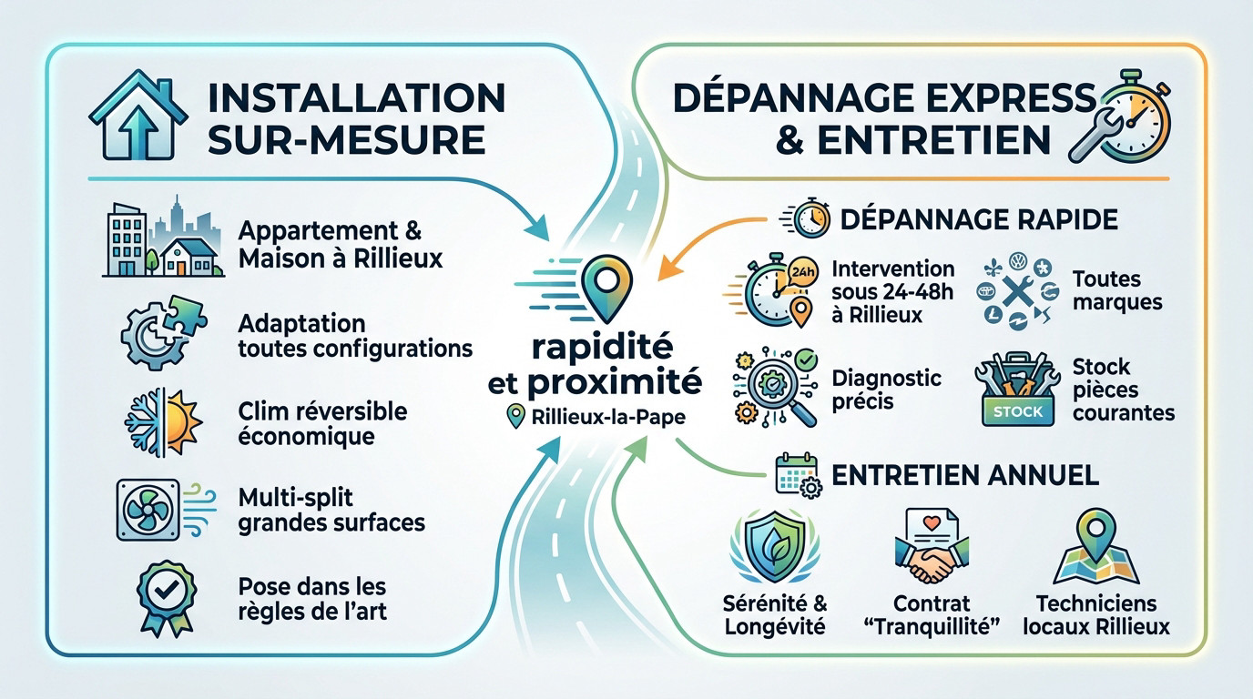 Climatisation chauffage et plomberie à Lyon Ankial - Technicien CVC effectuant une intervention rapide sur une unité extérieure de climatisation à Rillieux-la-Pape