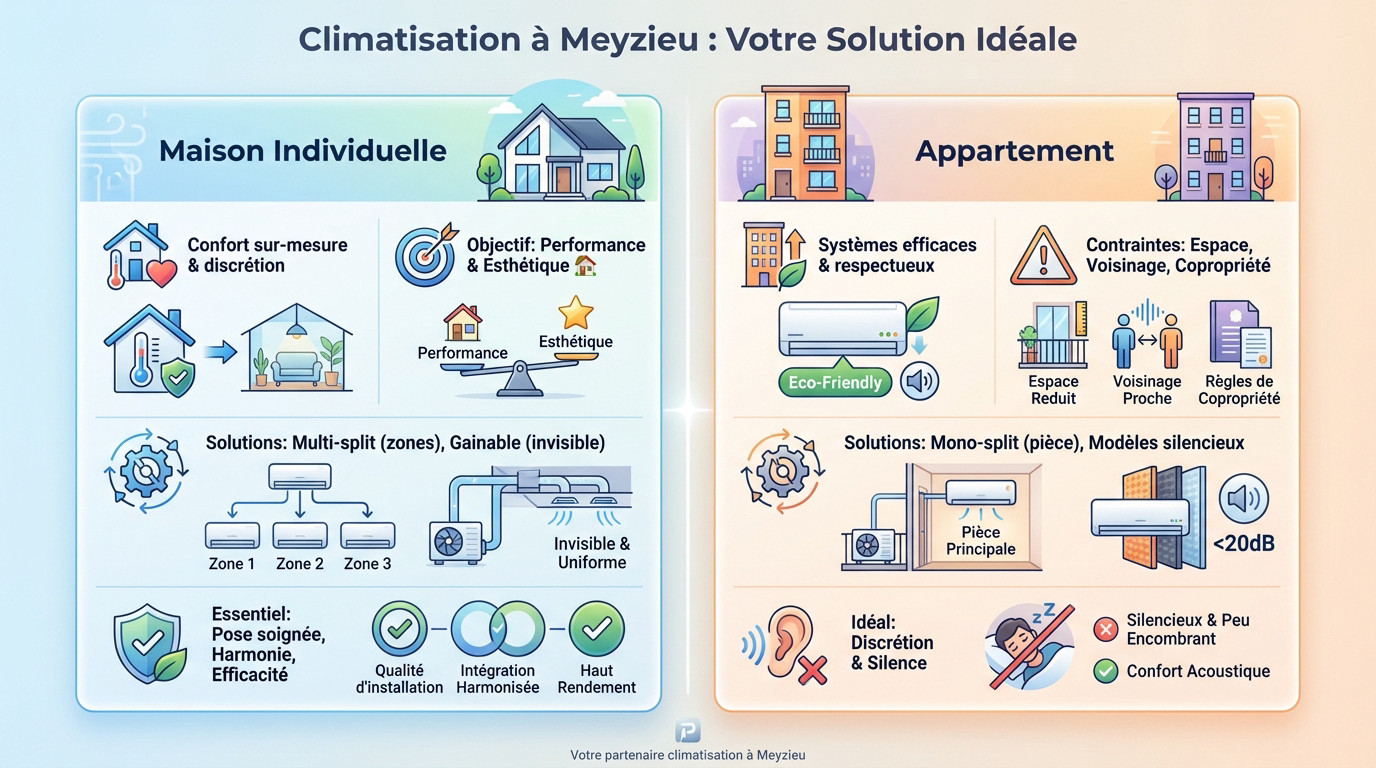 Installation climatisation Meyzieu adaptée maison et appartement