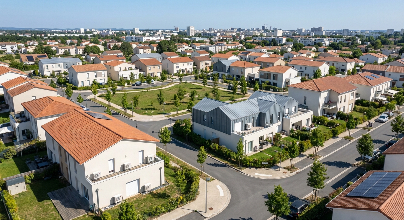 Climatisation Decines-Charpieu - vue aerienne quartier residentiel