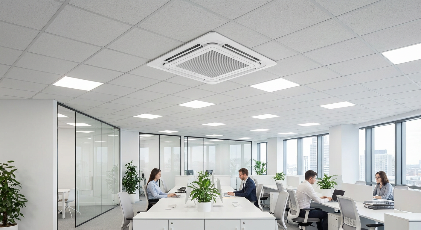 Climatiseur cassette plafond - diffusion 4 voies bureau moderne