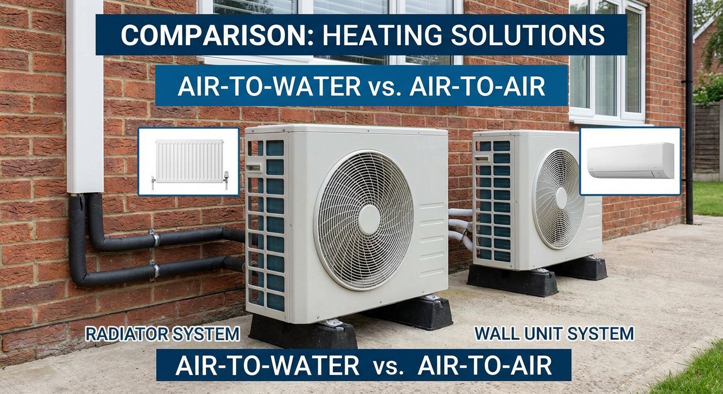 Comparaison pompe a chaleur air eau et air air cote a cote