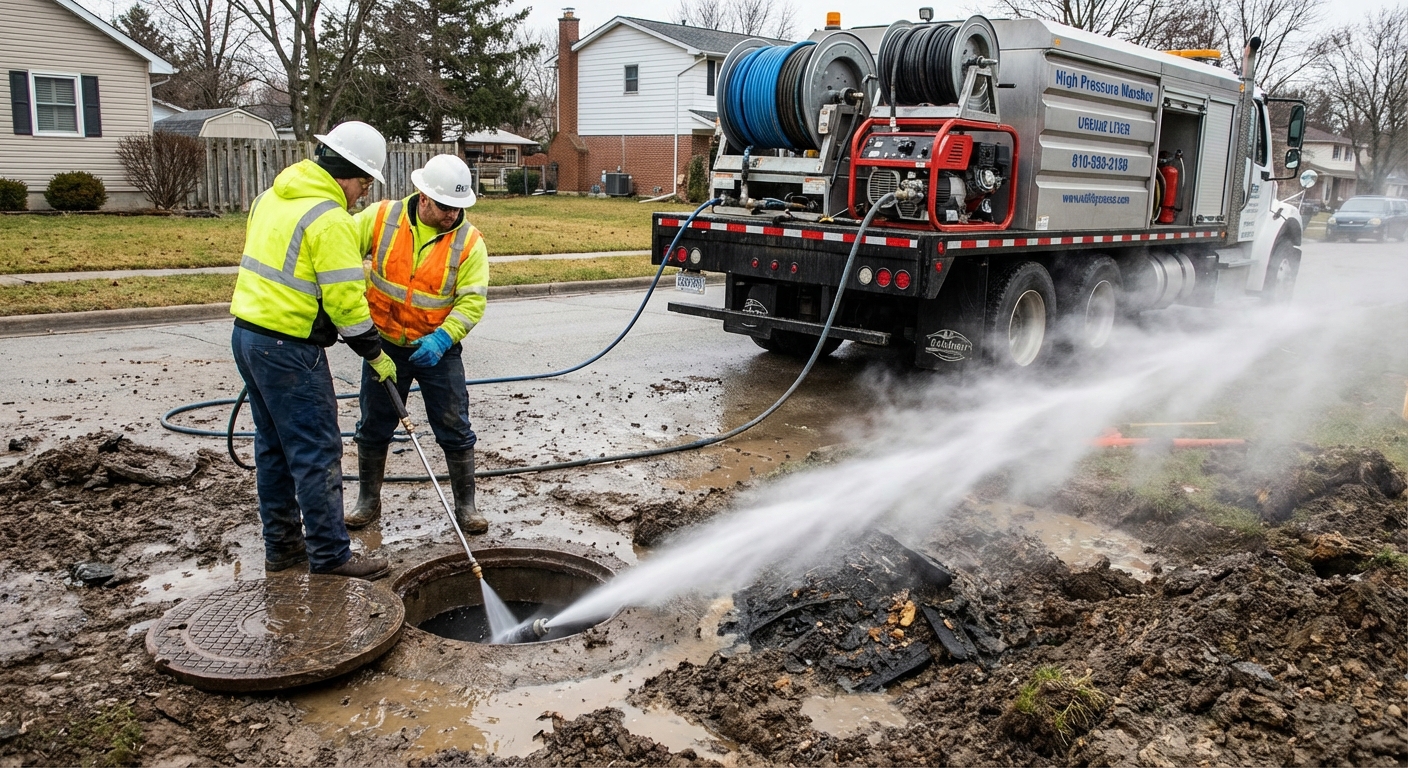 Debouchage haute pression canalisation Brignais