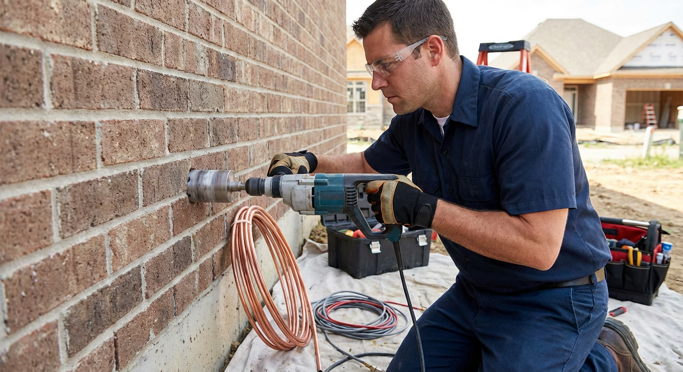 Installation climatisation prix guide - technicien percage mur tuyaux cuivre