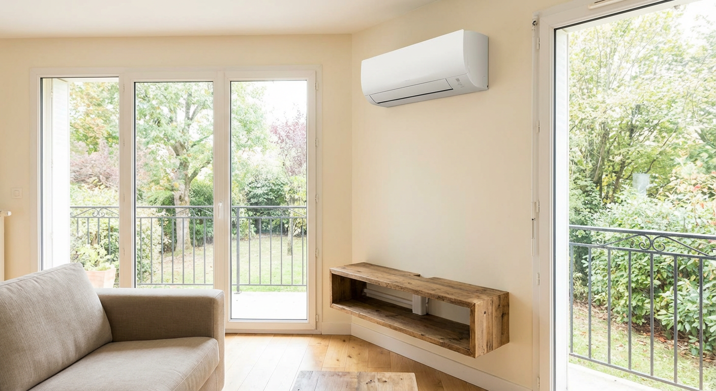 Installation climatisation Meyzieu - split mural dans salon moderne