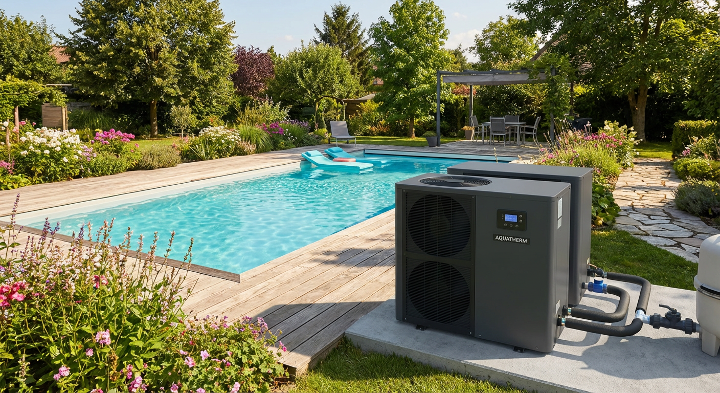 Pompe a chaleur piscine Lyon installation jardin eau chauffee