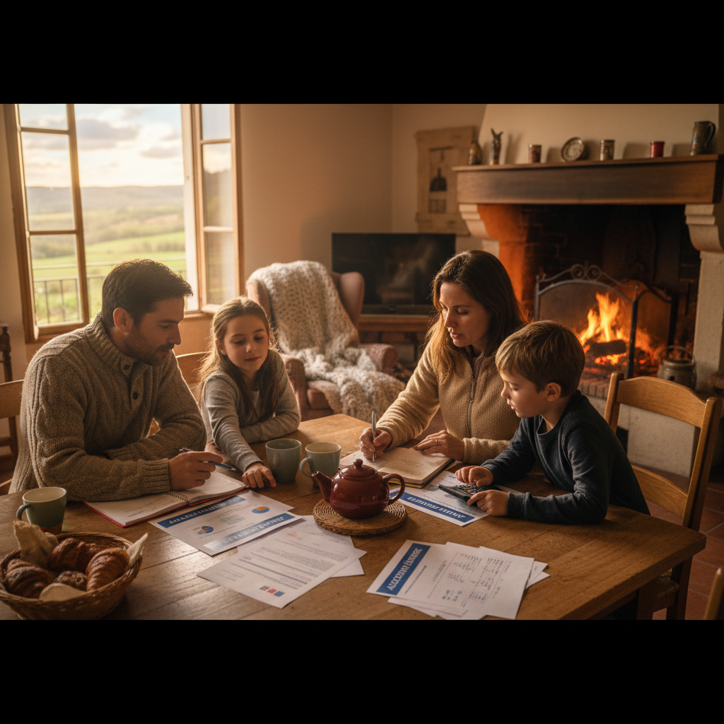 Famille consultant les aides MaPrimeRenov pour le chauffage
