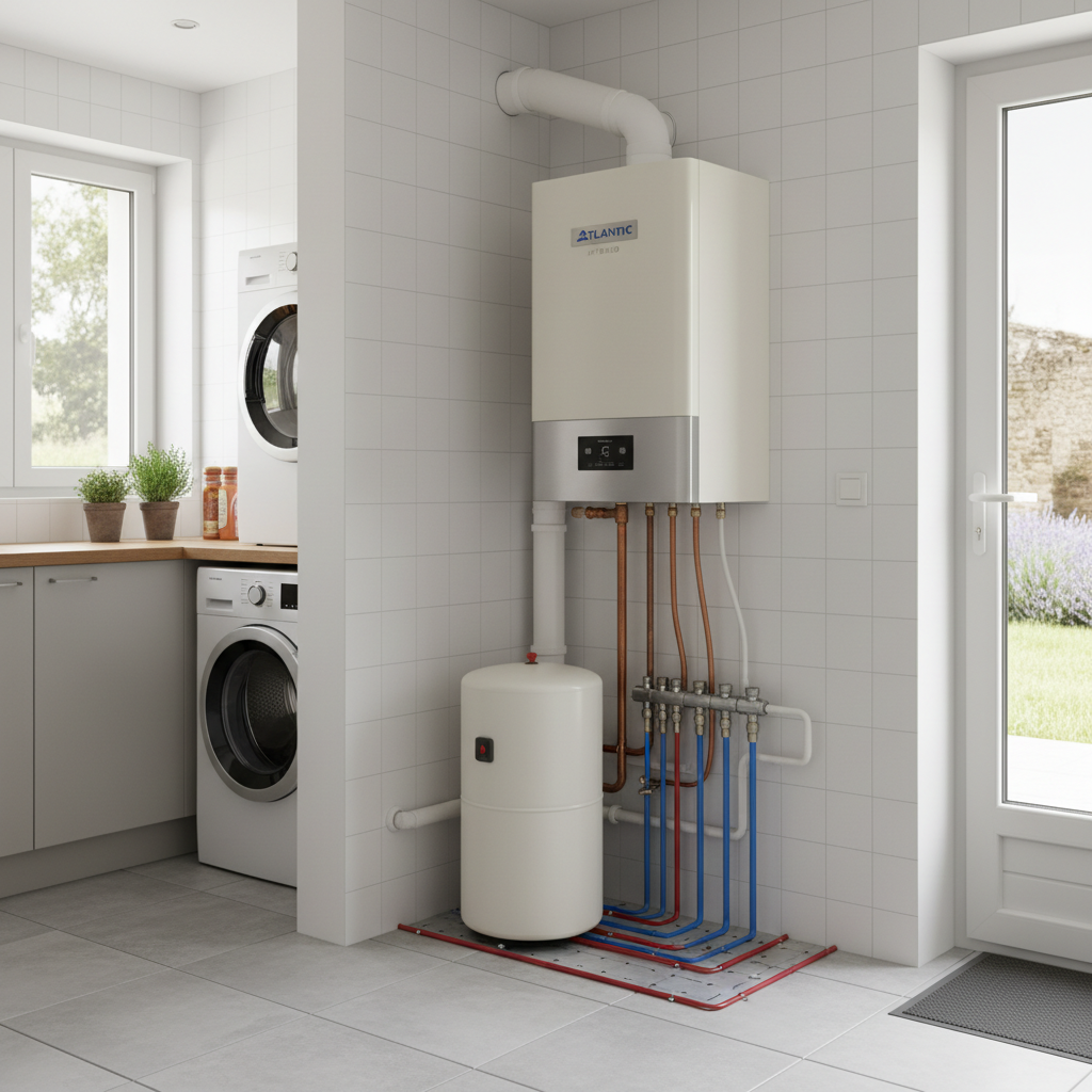 Chaudiere gaz a condensation moderne installee dans un logement lyonnais