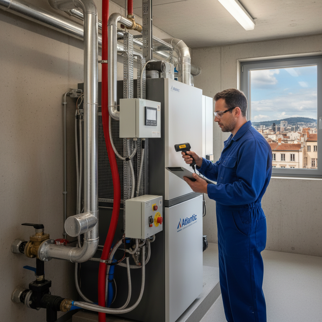 Chauffagiste professionnel inspectant une chaudiere a Lyon