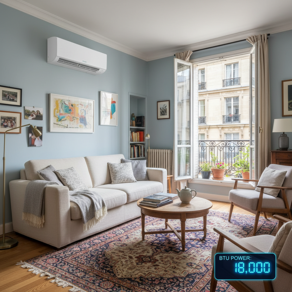 Climatisation chauffage et plomberie à Lyon Ankial - climatiseur pose par technicien ankial a lyon par ankial Ankial Ankial https://climatisation-lyon.com Climatisation Climatisation Climatisation split dans un salon avec indication de puissance en BTU