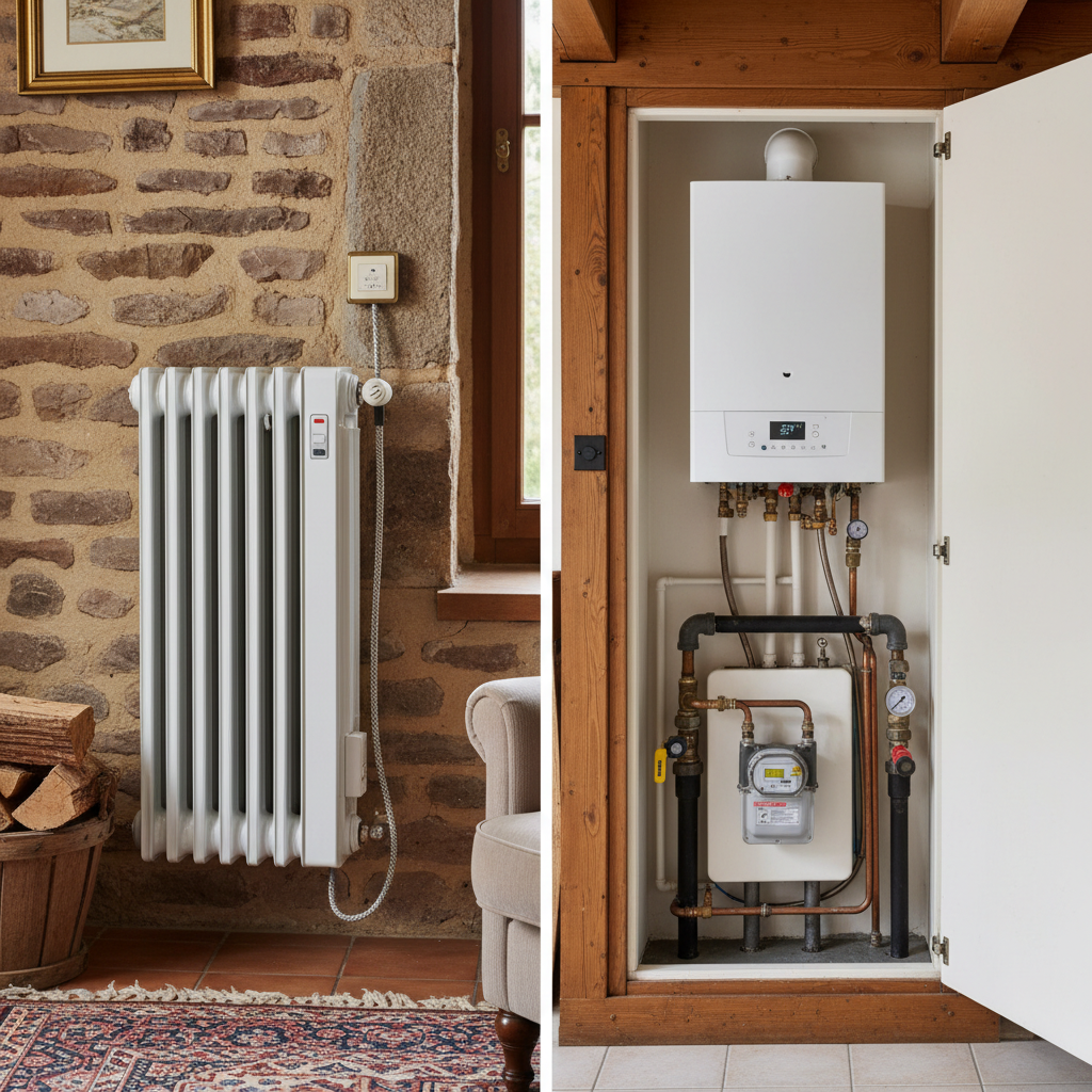 Comparaison radiateur electrique et chaudiere gaz dans un logement