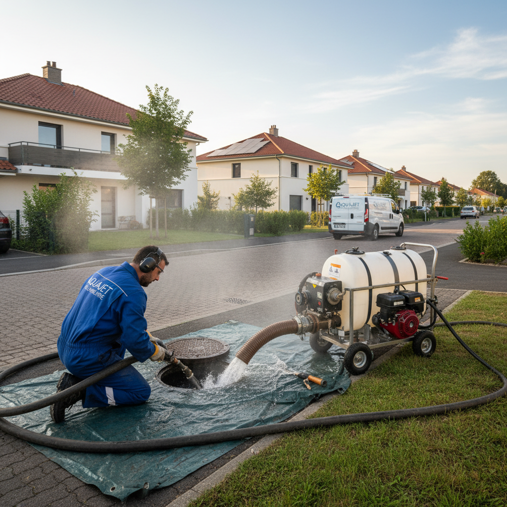 Plombier debouchant une canalisation a Brignais
