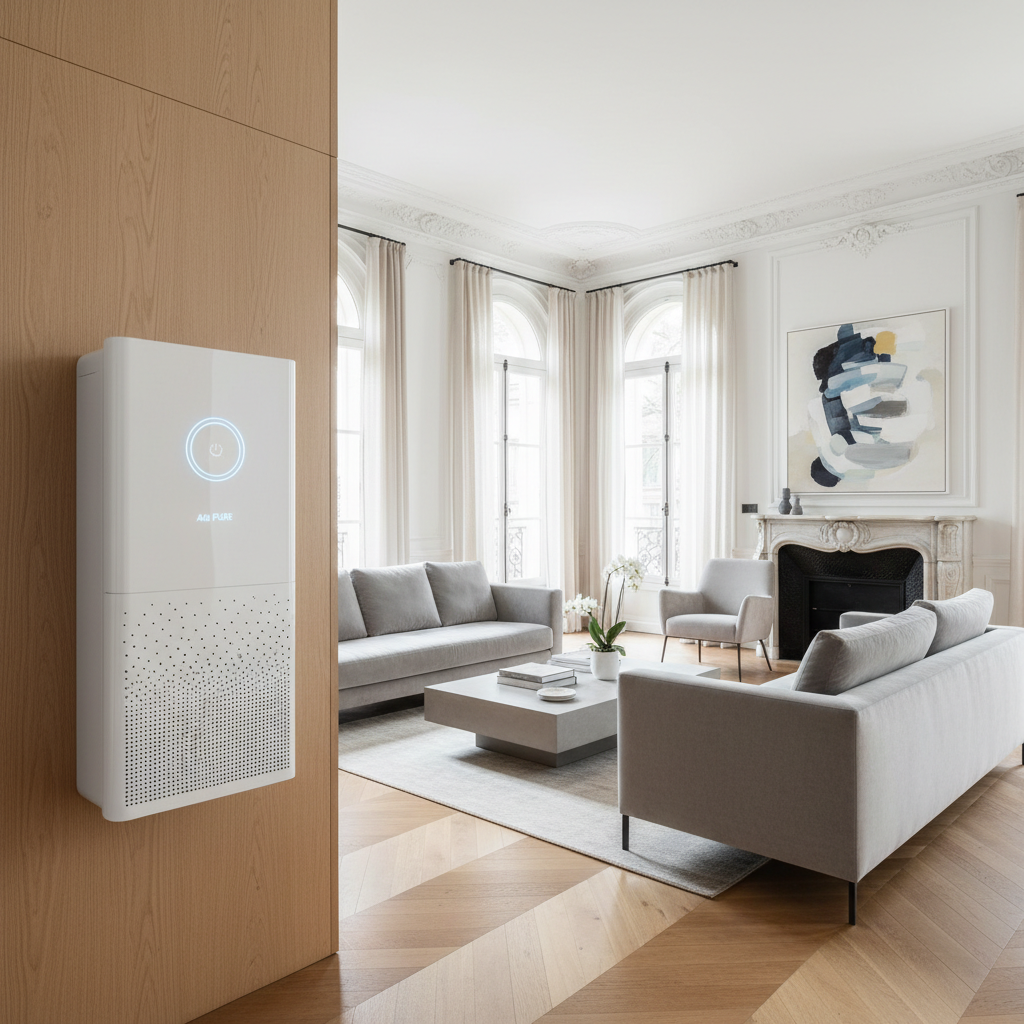 Climatisation chauffage et plomberie à Lyon Ankial - Climatisation avec purificateur air integre dans un salon