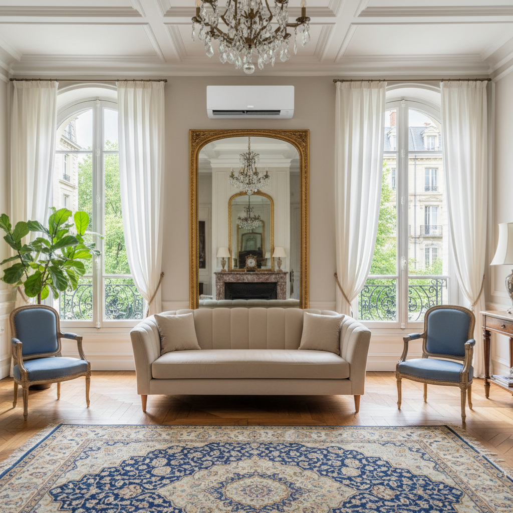 Climatiseur split rafraichissant un salon a Oullins
