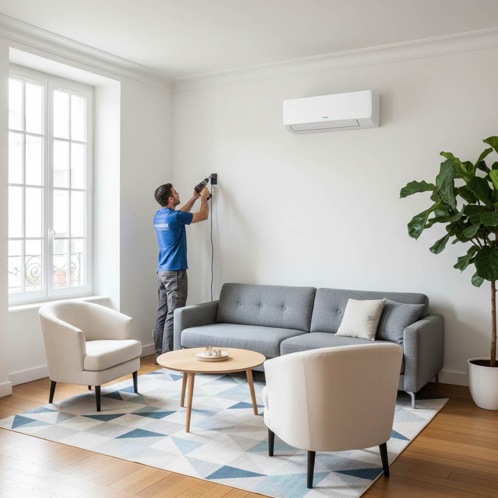 Climatisation chauffage et plomberie à Lyon Ankial - Installation climatisation par un technicien professionnel à Rillieux-la-Pape