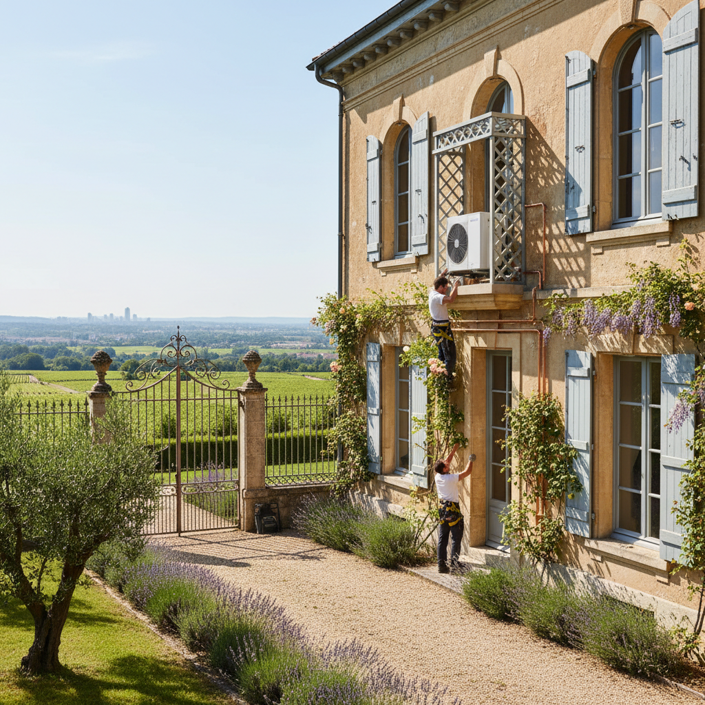 Installation climatisation dans une villa a Ecully