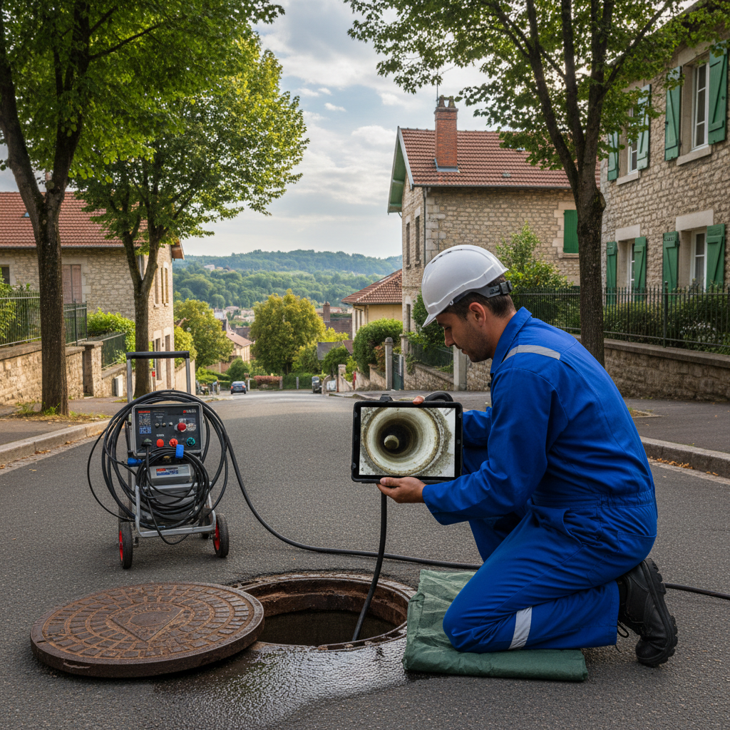 Inspection camera canalisation a Sainte-Foy-les-Lyon