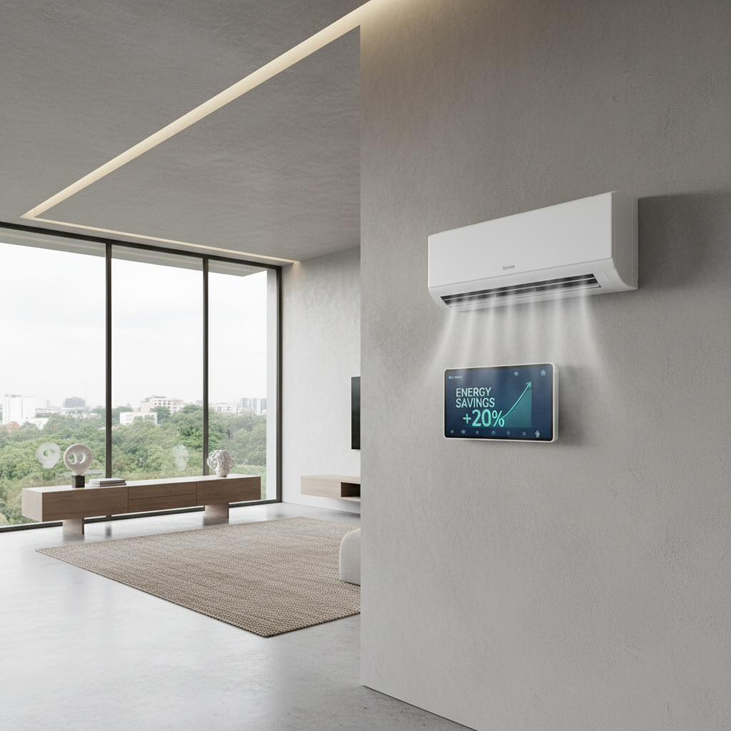 Thermostat intelligent affichant economies energie climatisation
