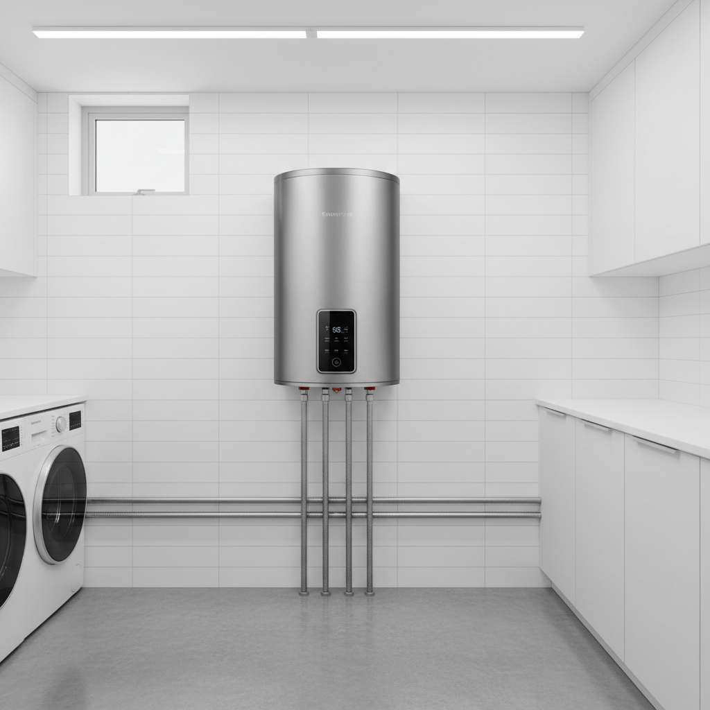 Chauffe-eau electrique moderne fixe au mur