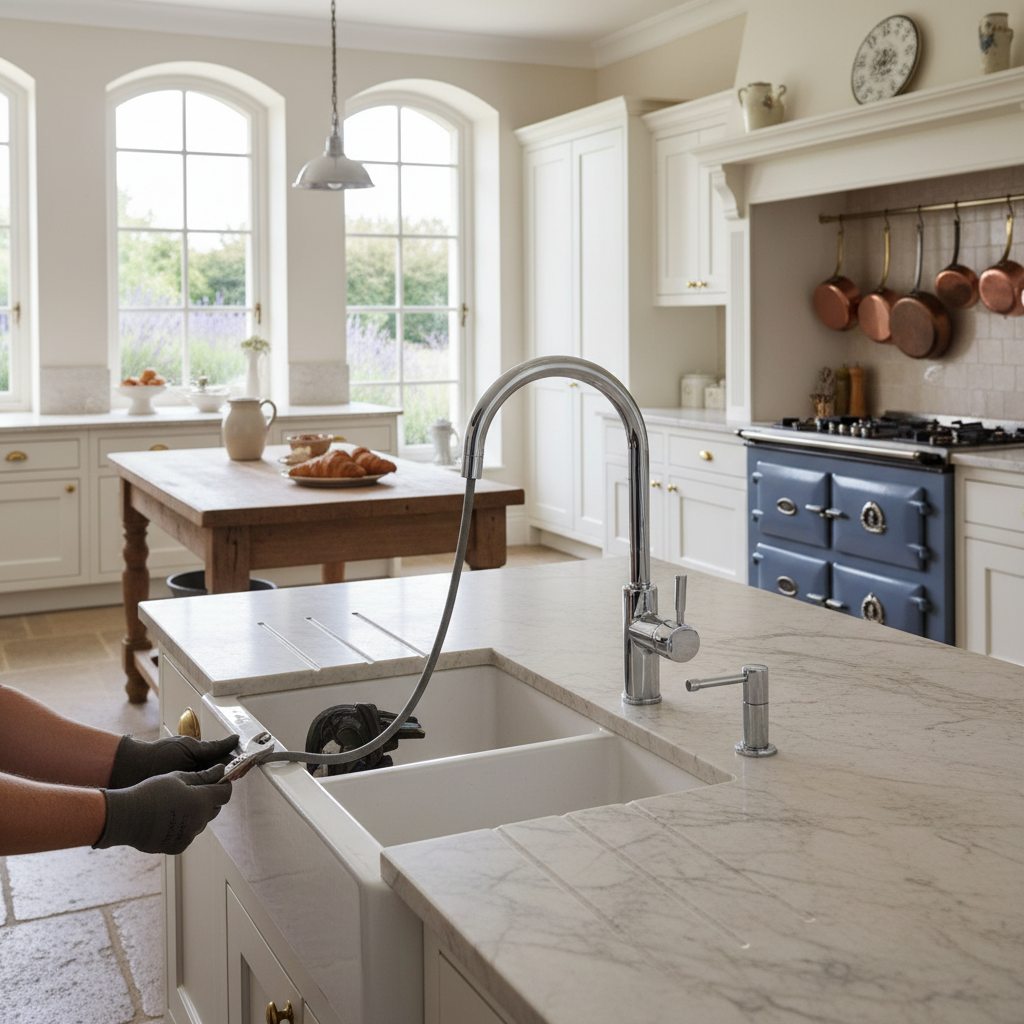 Robinet de cuisine moderne avec finition chrome