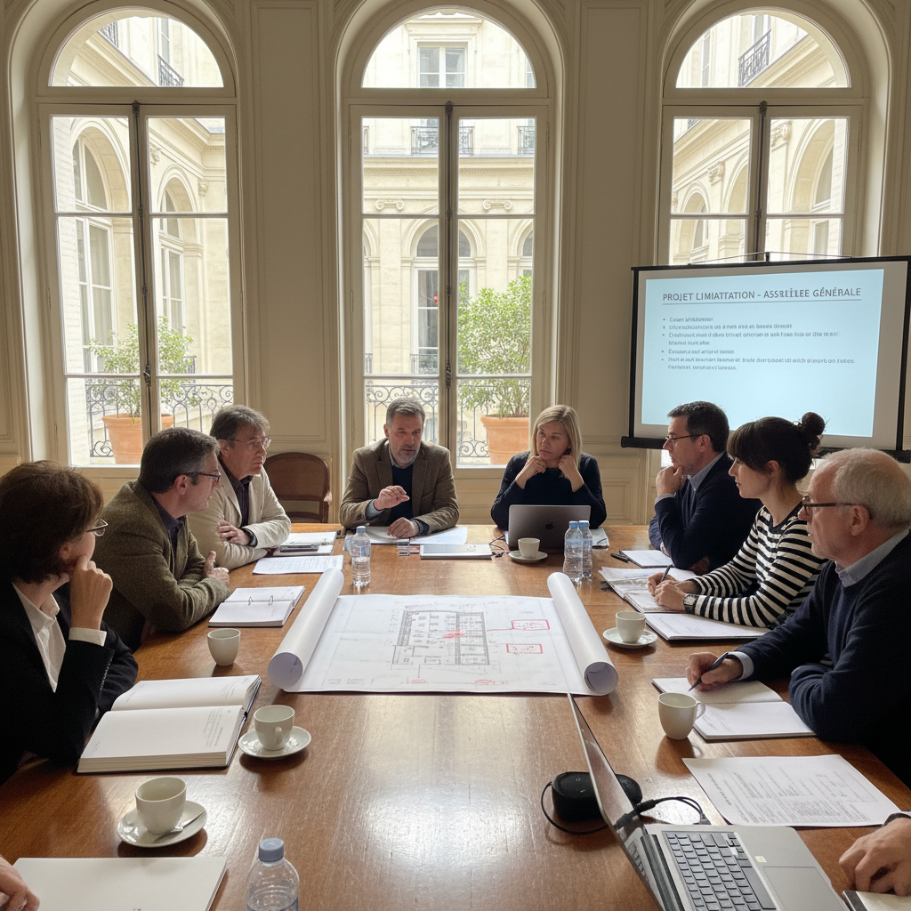 Réunion de copropriété discutant d’un projet d’installation de climatisation