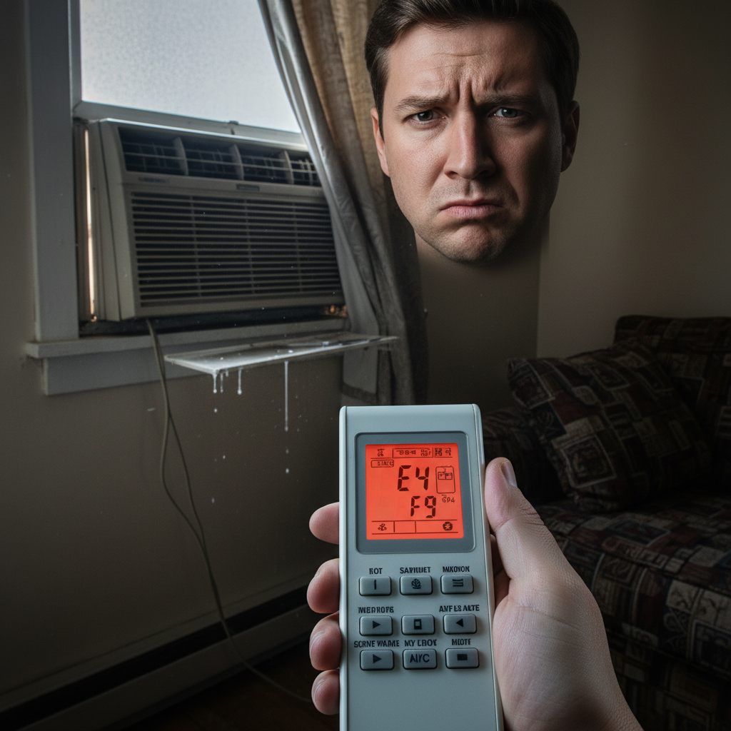 Télécommande de climatisation affichant un code erreur