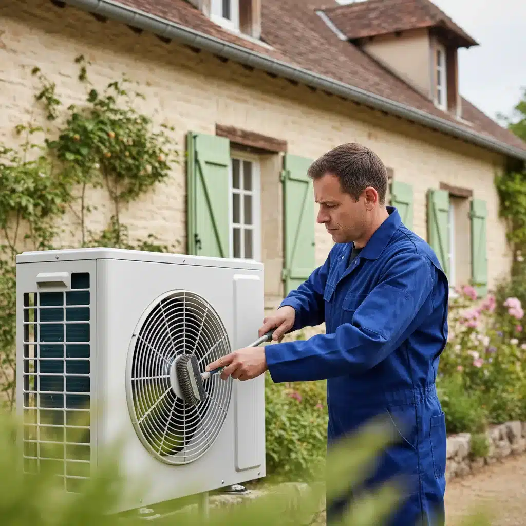 Technicien réalisant l'entretien d'une pompe à chaleur
